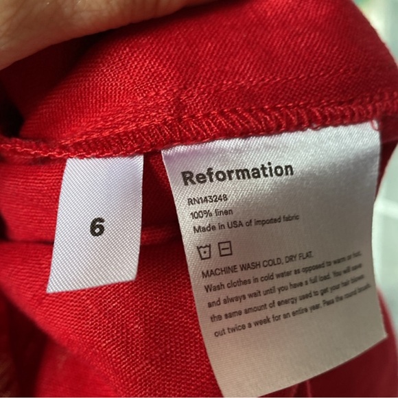 Reformation Tori Red linen Dress - Picture 4 of 7
